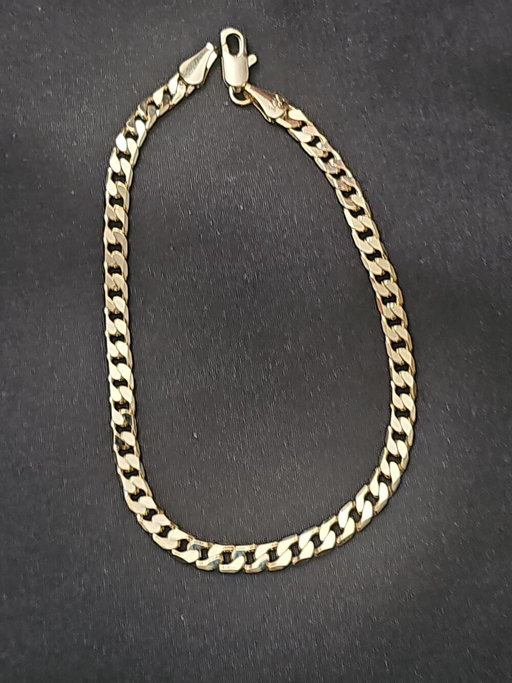 8in. 14k Gold plated on brass-3.7mm Cuban Bracelet
